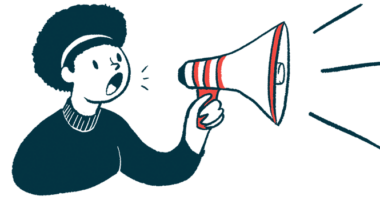 An announcement illustration of person with a megaphone.