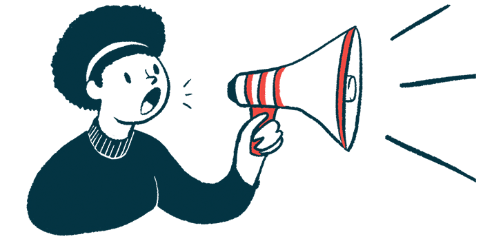 An announcement illustration of person with a megaphone.
