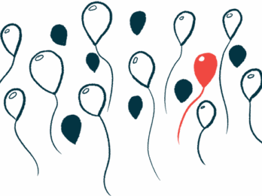 Illustration of red balloon among red and white ones, to indicate rarity.