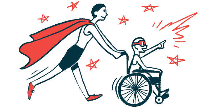 rare disease clinical trial participants | Sarcoidosis News | Illustration of woman in cape pushing child in wheelchair