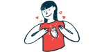 A person wears a tank top with an anatomical image of a heart on it.