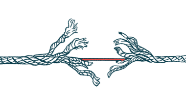 A fraying rope illustrates risk.