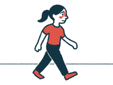 Illustration of a woman walking with red shading around her nose and upper cheek, suggesting sinus inflammation.