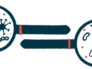 Bacteria are shown through a pair of magnifying glasses.